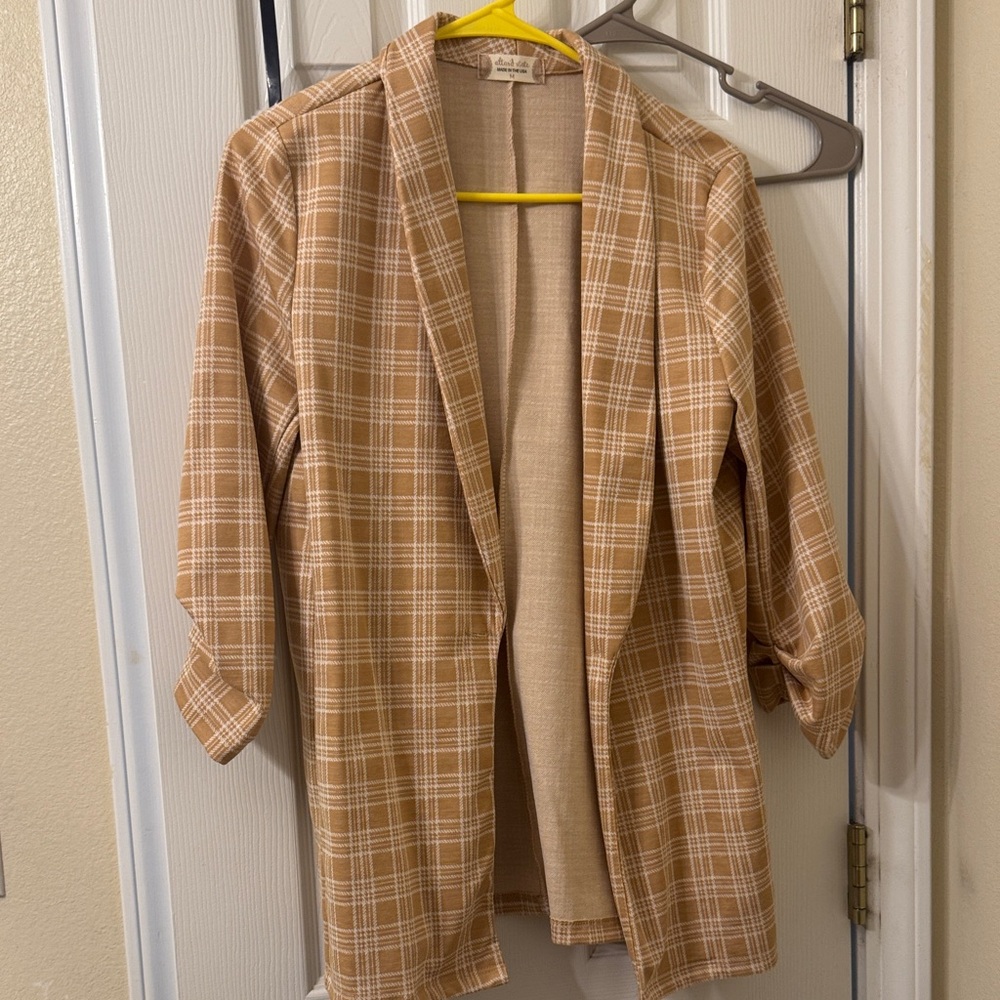 Altar'd State Plaid Beige Blazer